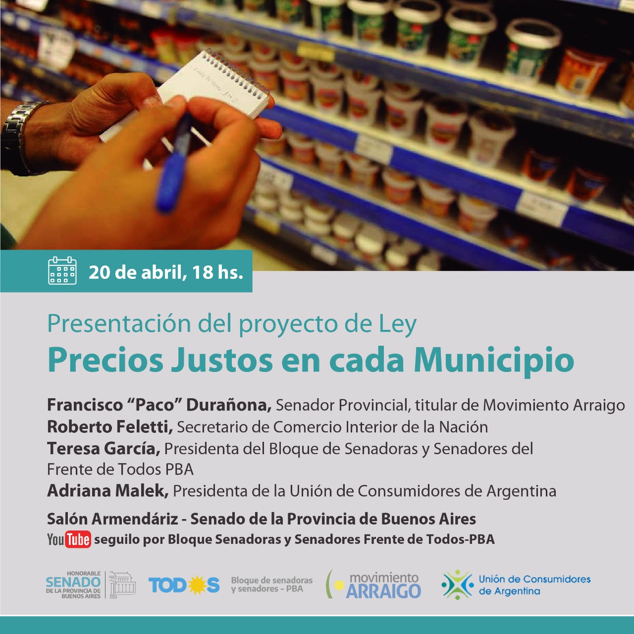 Presentación del proyecto de Ley de Precios Justos