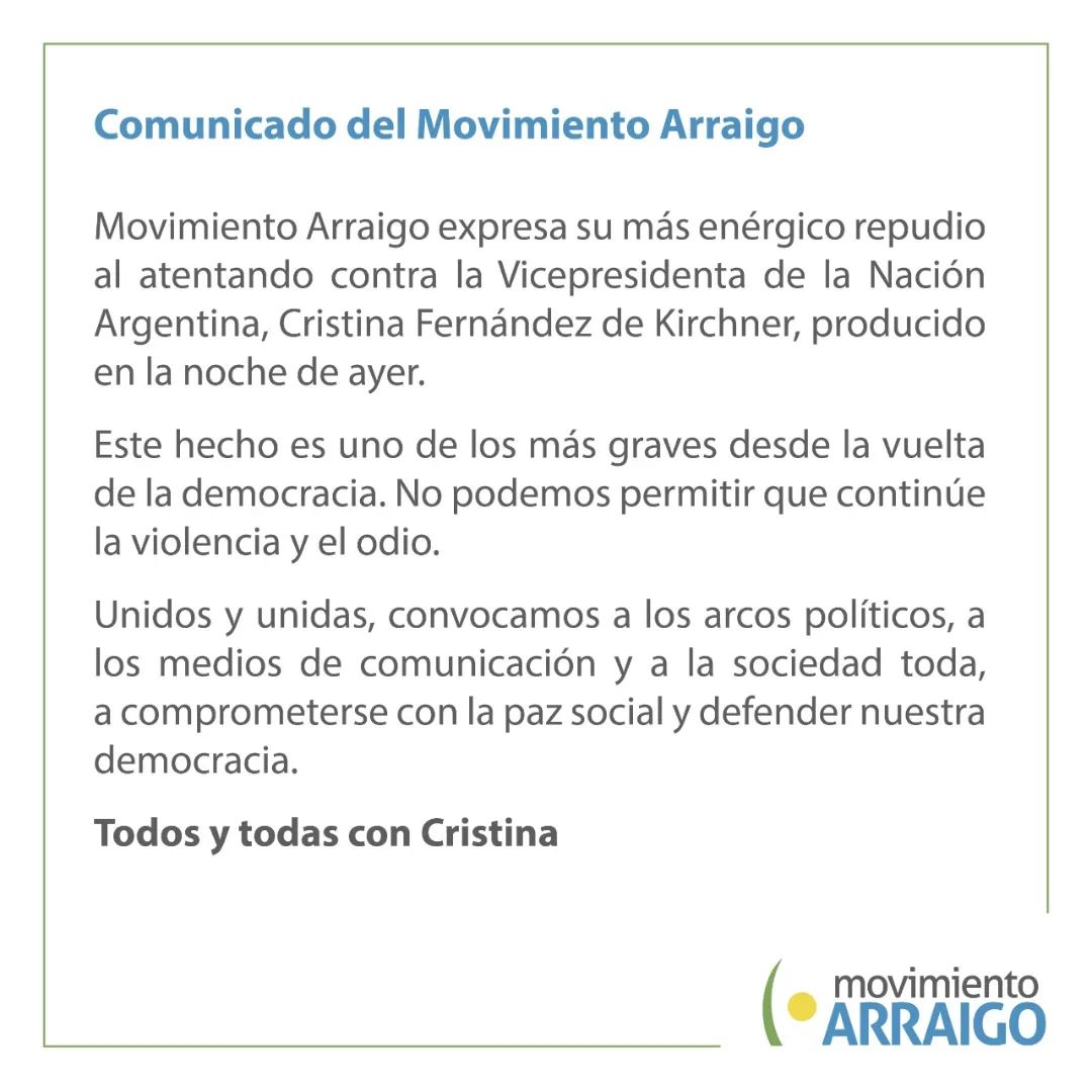 Repudio al atentado contra Cristina Fernández de kirchner