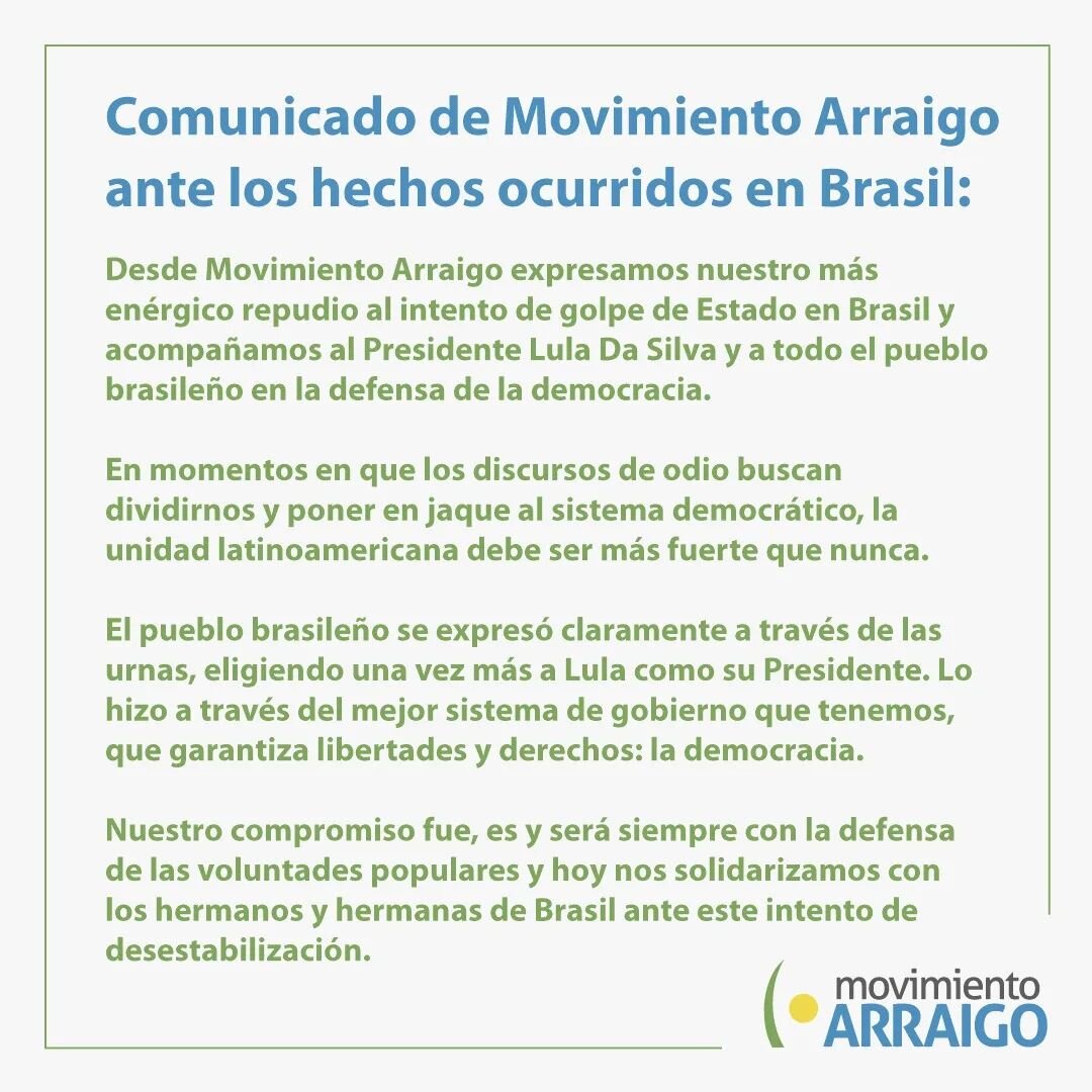 Comunicado de Movimiento Arraigo ante los hechos ocurridos en Brasil