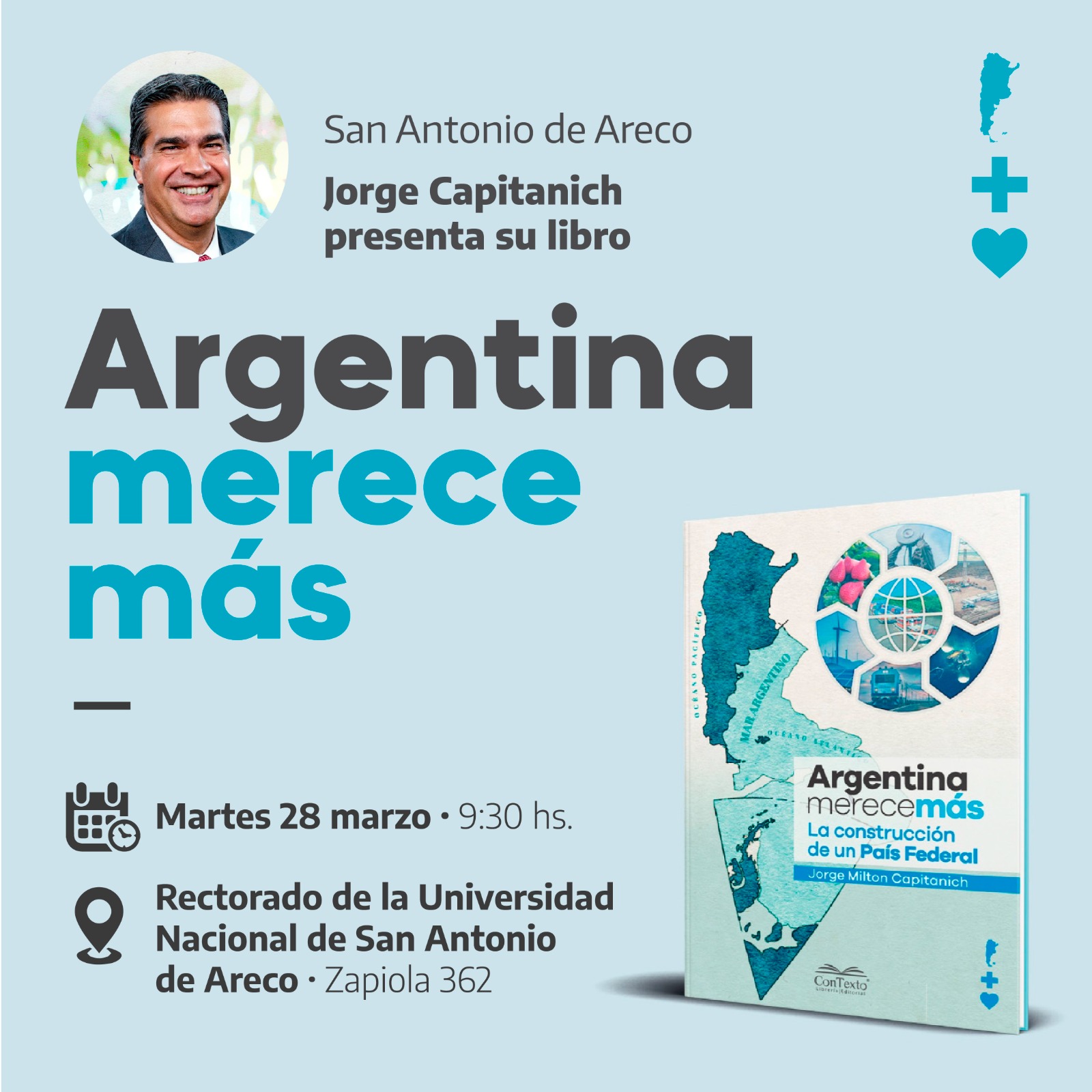 Capitanich presentará su libro «Argentina Merece Más»